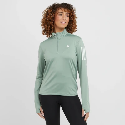 Image of adidas Performance OWN THE Halfzip Long sleeved top, Women&#039;s, Size: Medium, Silver green