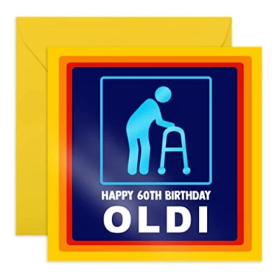 Image of Central 23 Funny Birthday Card for Age 60 &#039;Happy 60th Oldi&#039; Sixtieth Gift Seniors Dad Mum Sixties Comes with Fun Stickers