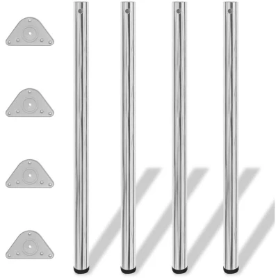 Image of vidaXL 4x Table Legs Chrome 1100mm Height Adjustable Worktop Desk Foot Part
