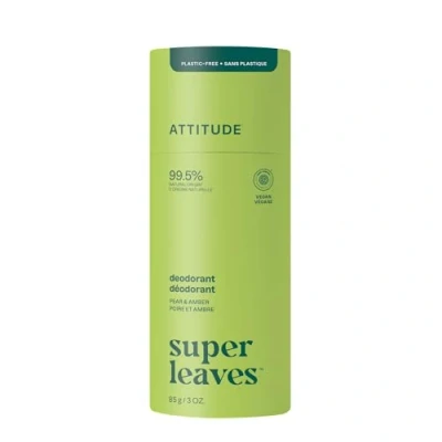 Image of ATTITUDE Plastic Free Deodorant, EWG Verified, Aluminum Free, Vegan Naturally Sourced Body Deodorants for Women &amp; Men, Dermatologically Tested, Olive Leaves, 85 grams