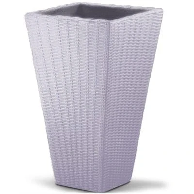 Image of Plant Pot Rattan Look Flower Plants Box 40x40x70cm Taupe Large Planter Square