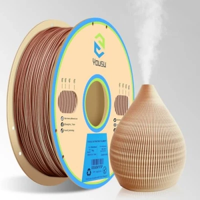 Image of YOUSU Dual Color Wood PLA Filament 1.75mm 1KG,Multicolor 3D Printer Filament,Wood Add More Than 20% Real Fibers,3D Printing Fits for Most FDM Printers,Wahut+Natural