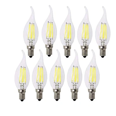 Image of BANGSHUO Pack 10 E14 Vintage Candelabra LED Bulbs 4W C35 400 Lumens Cool White 6000K Chandelier Light 40W Equivalent,C35 Filament Candle Bulb Flame Tip No Dimmable