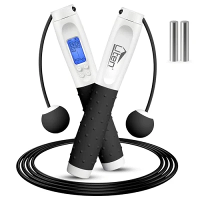 Image of Uten Skipping Rope Adult Fitness, Digital Jump with Counter for Women Men and Kids, Weighted Handles Silicone Workout Exercise Boxing Training