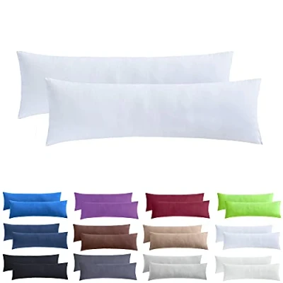 Image of NatureMark Pack of 2 Jersey Cushion Covers Side Sleeper Pillow Neck Many Sizes and Colours Oeko Tex (40 x 145 cm (Side Sleeper/Nursing Cover), White)