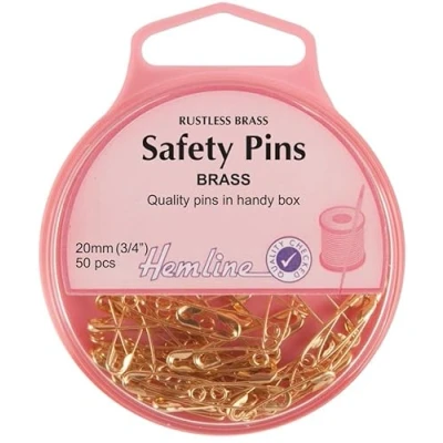 Image of Hemline Safety Pins Gold per pack of 50