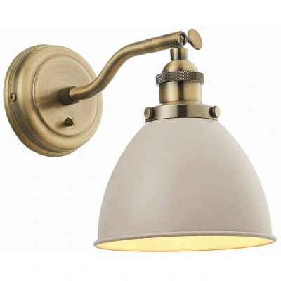 Image of Franklin 1 Light Dome Wall Satin Taupe, Antique Brass Plate, E14