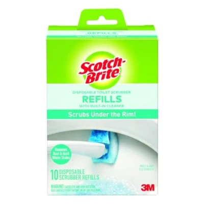Image of Scotch Brite Disposable Toilet Scrubber Refills, Removes Rust &amp; Hard Water Stains, 10 Refills Blue