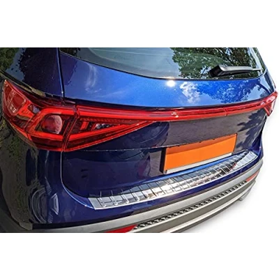 Image of Boot Sill Protector Stainless Steel Chrome Compatible with Seat Tarraco Type KN from 2018 Onwards Premium Quality RECAMBO