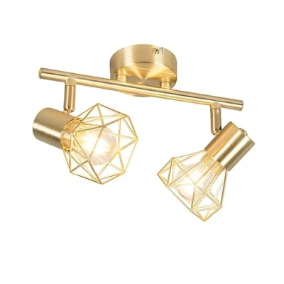 Image of Qazqa Art Deco Adjustable Spotlight Ceiling Brass Mosh 2 Modern Suitable for LED E14 Way Light Steel Surface Mounted spotway Living Room I Kitchen Bedroom