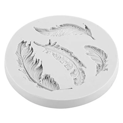 Image of Silicone Candy Molds Feather Shape DIY Fondant Cake Chocolate 3D Mold Tool Decorating Mould