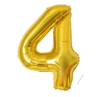 Image of Number Balloons 4,Gold 4 for Birhtday Party Decoration,40 Inch Giant Helium Foil Boys Girls 4th Birthday Decor Anniversary Decorations Supplies