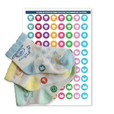 Image of Missing Socks Matching Game 60 Iron on Labels. Model 2