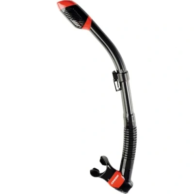 Image of Cressi Premium Dry Snorkel Adult Unisex, Black / Red, M