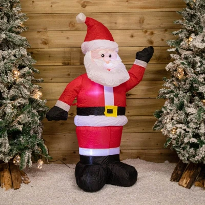 Image of 1.2 (4ft) Red and White Waving Santa Christmas Inflatable with LEDs