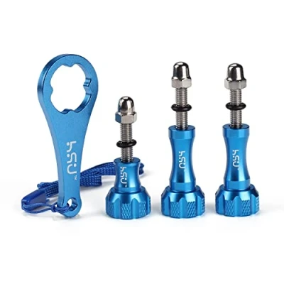 Image of HSU 3pcs Aluminum ThumbScrew Set + Wrench for GoPro Hero 13/12/11/10/9/8/7/6/5/4/3+/3/GoPro Max (Blue)