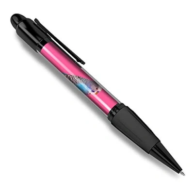 Image of 1 x Black Ballpoint Pen (Black Ink) Blue Skateboarding Budgie Bird #44391
