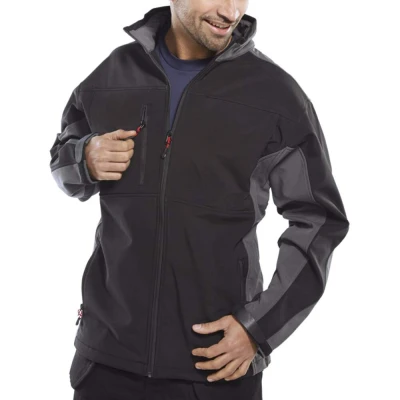 Image of TWO TONE SOFT SHELL JACKET BLACK/GREY XXL