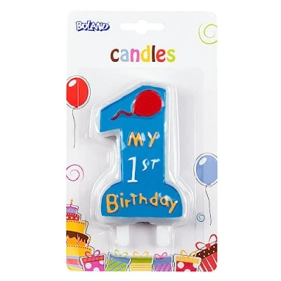 Image of Boland 10047331 63411 Numeral Candle, Light Blue