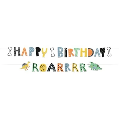 Image of Folat 68286 Letter Garlands Dino Roars Pack of 2 Multi Coloured