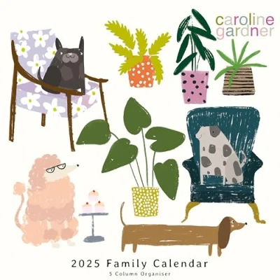Image of 2025 Caroline Gardner Dogs Square Family Planner Organiser Wall Calendar