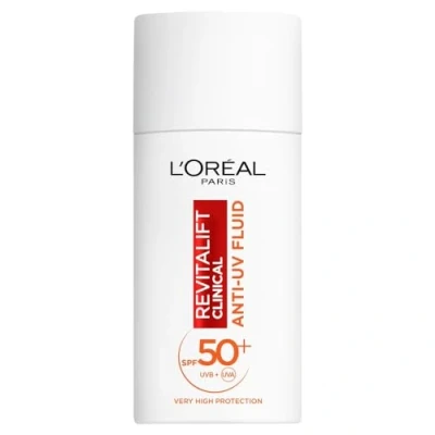 Image of L&#039;Oréal Paris Revitalift Clinical Face Care with SPF 50+ and Antioxidant Vitamin C, Anti UV Fluid for All Skin Types, Against the First Signs of Ageing, 1 x 50 ml Drops