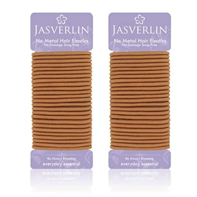 Image of JASVERLIN Small Hair Scrunchies Pony Tails Ties Elastics Bands for Women’s Girls’s Thin Thick Longhairs No Metal Damage 1/8 Inch 50 Pieces (Ginger)