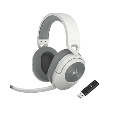 Image of CORSAIR HS55 WIRELESS Lightweight Gaming Headset Dolby 7.1 Surround Sound Omni Directional Microphone Up to 50ft Range iCUE Compatible PC, Mac, PS5, PS4 White