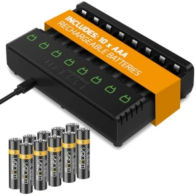 Image of Venom Power 8 Way Charging Dock plus 10 x AAA 500mAh Rechargeable Batteries