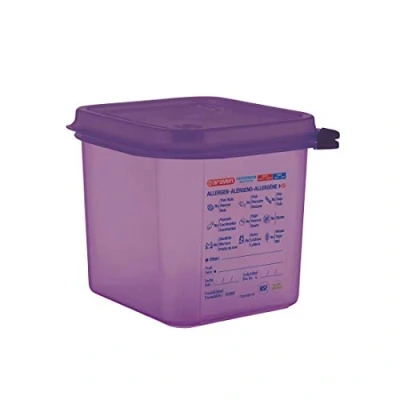 Image of Araven Allergen Polypropylene Plastic 1/6 Gastronorm Sized Food Storage Container with Airtight Lid Included Purple Capacity: 2.6 Litre CM786
