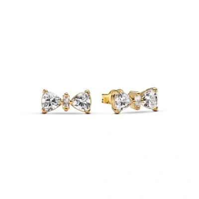 Image of Pandora Gold Crystal Bow Stud Earrings