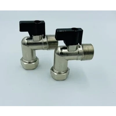 Image of UKDeals Direct UKDD® 15mm x 3/8&quot; Isolation Valve Ball o fix Valves 90 Bend Full Bore Black Lever for Flexible Hose Suitable HOT &amp; Cold WRAS Approved Pack of 2
