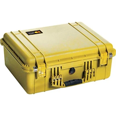 Image of PELI 1550 Professional Impact Resistant Case, IP67 Watertight and Dustproof, 61L Capacity, Made in Germany, No Foam, Yellow