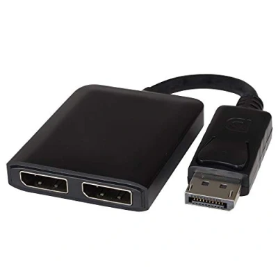 Image of PremiumCord MST DisplayPort to 2x Adapter, Extended+Mirror Function, Video 8K @60Hz with DSC, @ 30Hz without UHD 4K 2160p, Length: 20 cm, Black