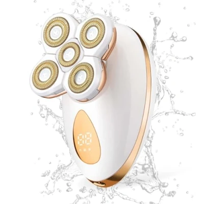 Image of Electric Lady Shaver, Painless Women Razor Bikini Trimmer, Waterproof Flawless Hair Remover for Legs Face Body Lips (Gold)