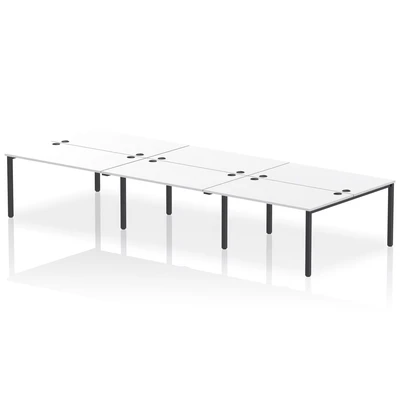 Image of Impulse Bench B2B 6 Person 1400 Black Frame Office Desk White