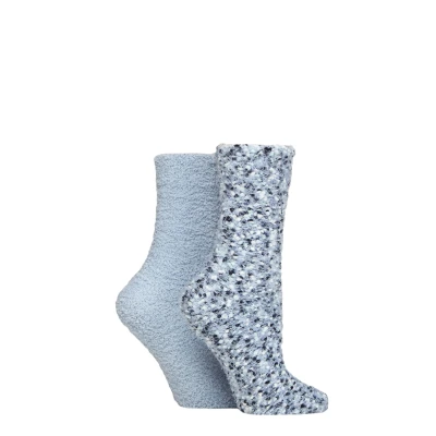 Image of Women&#039;s 2 Pair SOCKSHOP Wildfeet Popcorn Cosy Lounge Socks Blue 4 8