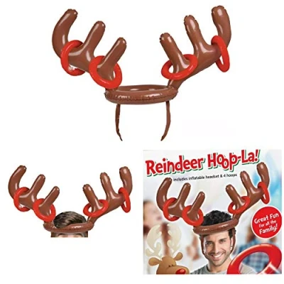 Image of ADEPTNA Inflatable Reindeer Head Ring Toss Game Antler Hat Moose Family Fun Set Toys Great for all the