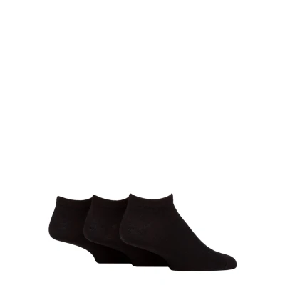 Image of Mens 3 Pair Pringle Plain and Patterned Bamboo Trainer Socks Black 7 11