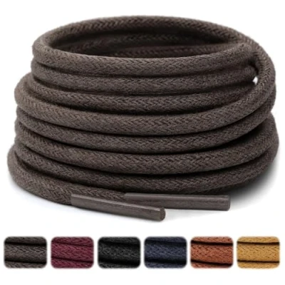Image of Stepace 2 Pairs Waxed Round Shoe Laces 3mm Oxford Shoelaces for Boots and Dress Shoes Dark Brown 76cm
