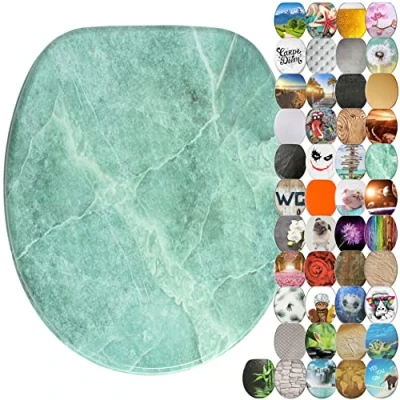 Image of Sanilo Soft Close Toilet Seat, Wide Choice of New Seats, Stable Hinges, Easy to Mount (Marble Green)