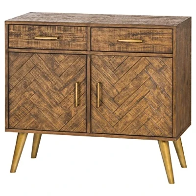 Image of Hill 1975 Havana Gold 2 Door Drawer Sideboard, METAL,PINE, Multi Colour, One Size