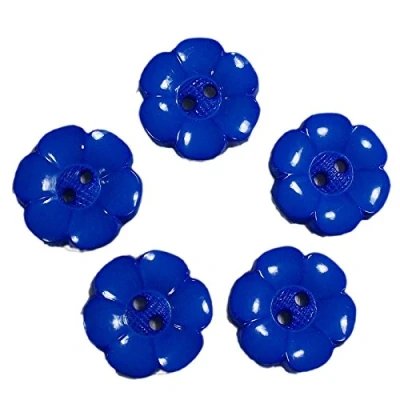 Image of Large Daisy Flower Feature Buttons 38mm Pack of 5 (Blue)