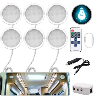 Image of JUTTAUTO Interior LED Spot Light 12V 3W Recessed Ceiling Downlight For T4 T5 Camper Van, Lorry, Caravan, Motorhome, Boat, Bus (6 Lights)