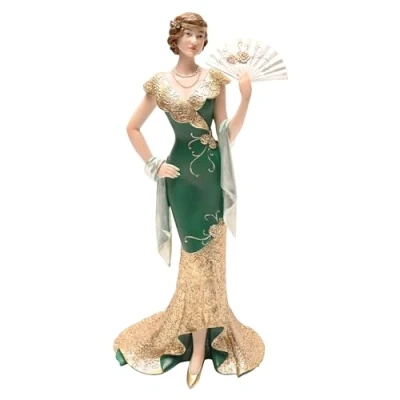 Image of MAISONICA Green &amp; Gold Elegance Figurine Ornament Clara Broadway Belles