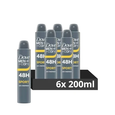 Image of Dove Men+Care Sport Antiperspirant Deodorant spray for men with ¼ moisturising cream 48h sweat and odour protection 6x 200 ml