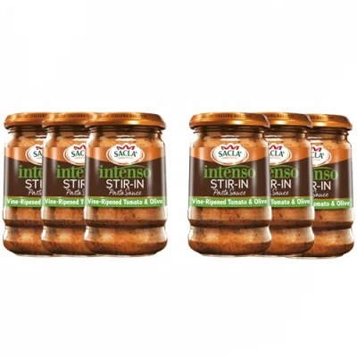 Image of Sacla Intenso Pasta Sauce Sweet Tomato and Olive Based Enhancer, Ideal for Beef Stew stirring Through Pasta, 190g (Pack of 6)