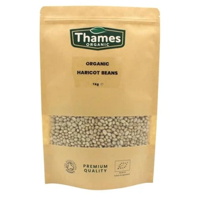 Image of Organic Haricot Beans 1kg High Fibre, Protein, No Additives, Preservatives, Raw, Vegan, GMO Free, Certified Nutritious and Flavorful Great for Soups, Salads Thames
