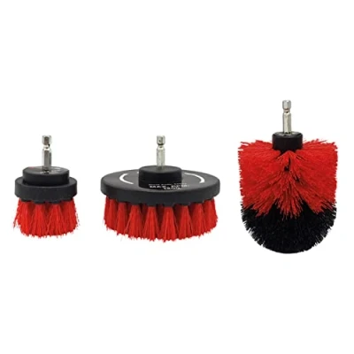 Image of Amtech Cleaning Brush Set for Indoor and Outdoor Cleaning, Ideal Car Washing, Fast Action Easy to Use with Cordless Drills, Quick Change ¼ Hex Shank (Set of 3)