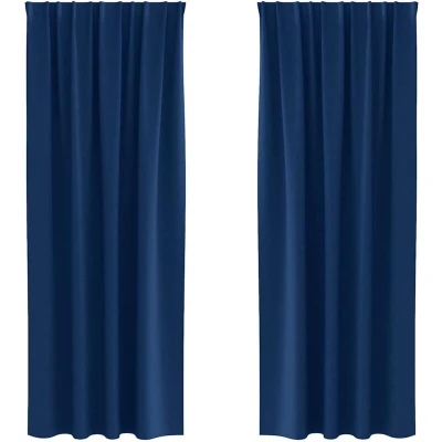 Image of Curtains with 2 pcs Dark blue 225 x 140 cm Polyester Vidaxl